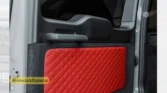 2026 Mercedes-Benz G-Class MBS Edition rear-passenger side door panel with custom red quilted leather insert and black armrest